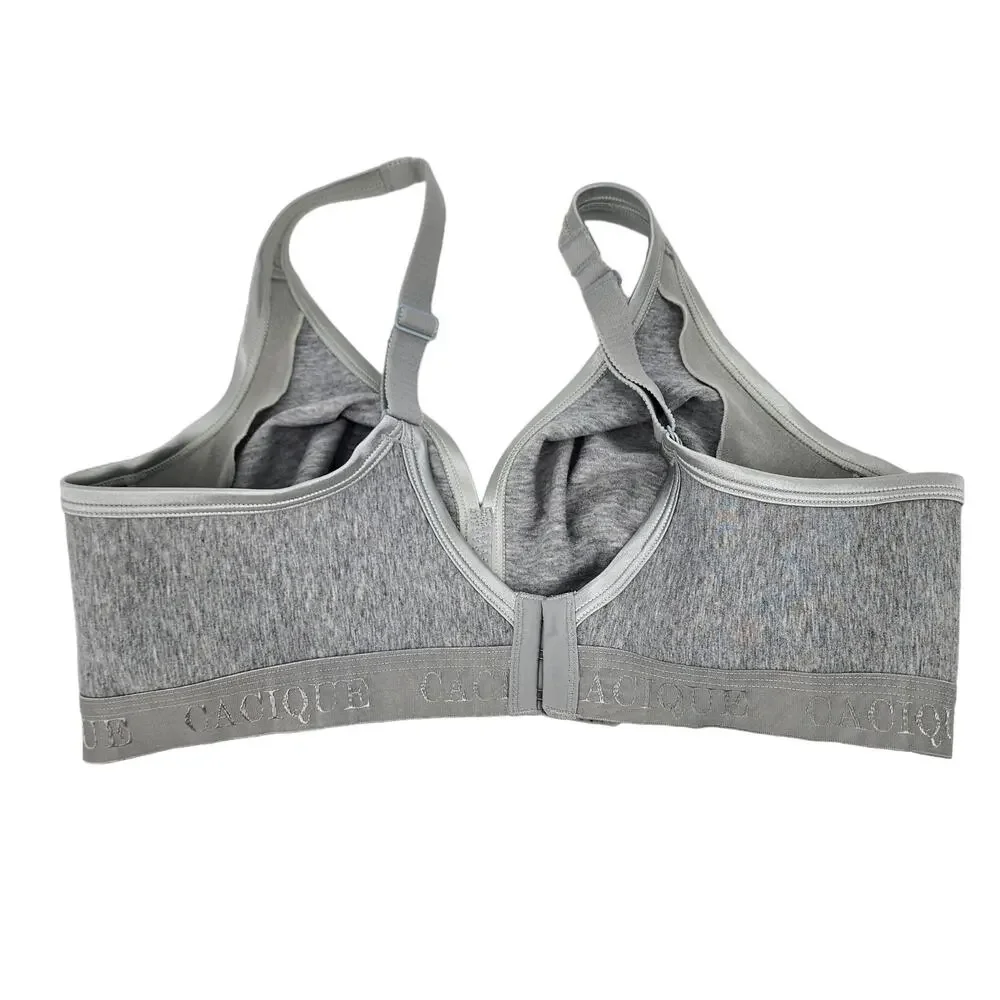 Cacique Gray Wire Free Comfort Bralette Clasp Back Bra Size 40C